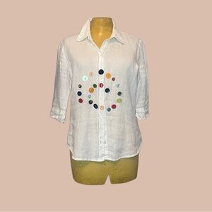 🟢🔘One-of-a-Kind Handmade Linen Button Shirt⭕️🔵